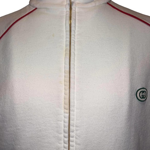 Gucci Jersey Zip-Up Sweatshirt Jacket With Green Red Web Stripe Large - Picture 10 of 16
